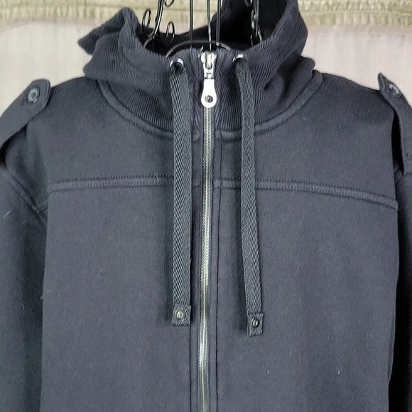 APT. 9 Zip Up Black Hooded Jacket Medium - Picture 2 of 7